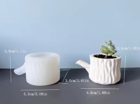 Molde silicona maceta tronco con asa